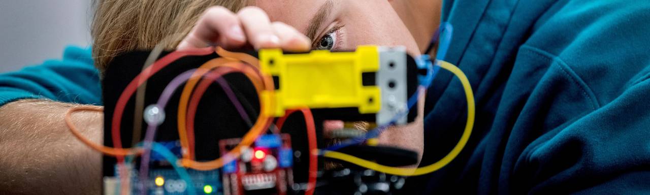 Student working on an engineering project.